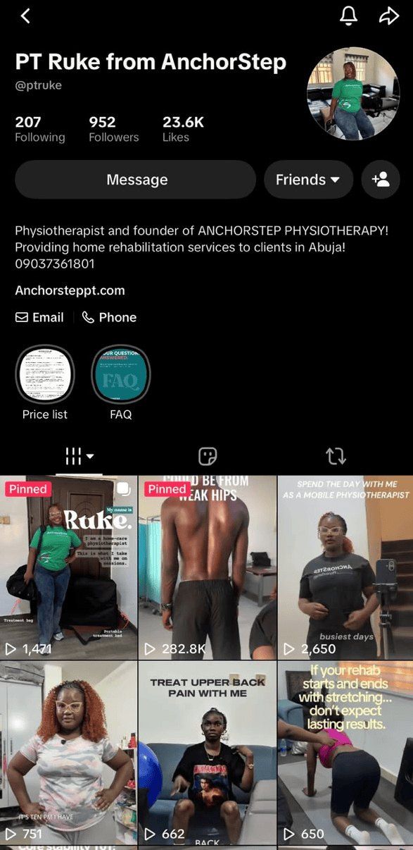 The AnchorStep TikTok account, run by Swizel: 950+ followers and 23.6K likes
